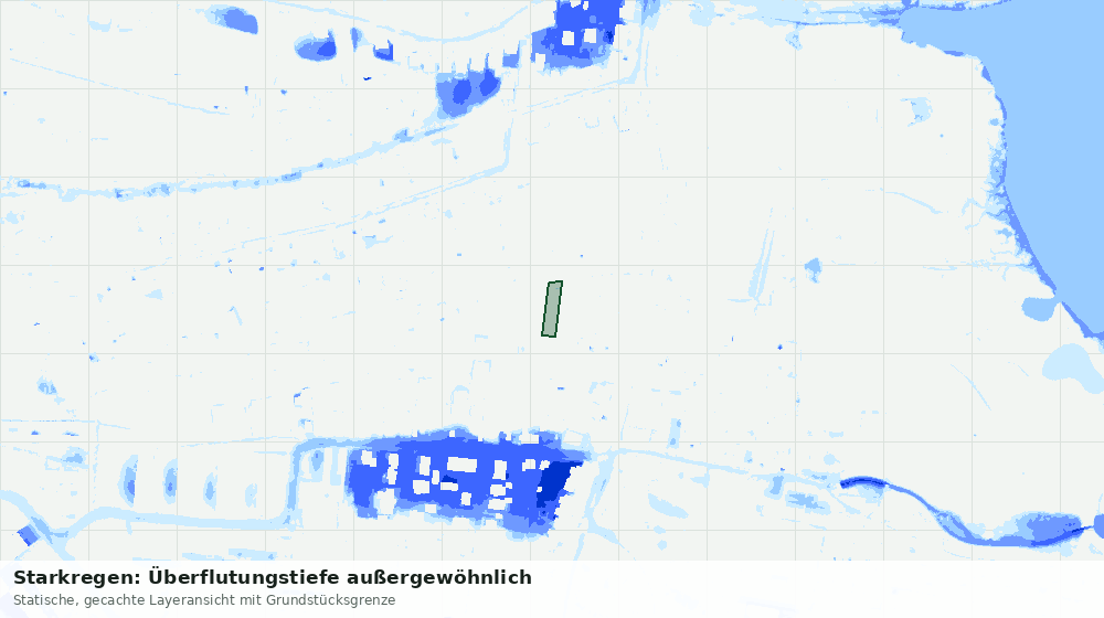 Statische Kartenansicht: Starkregen: Überflutungstiefe außergewöhnlich