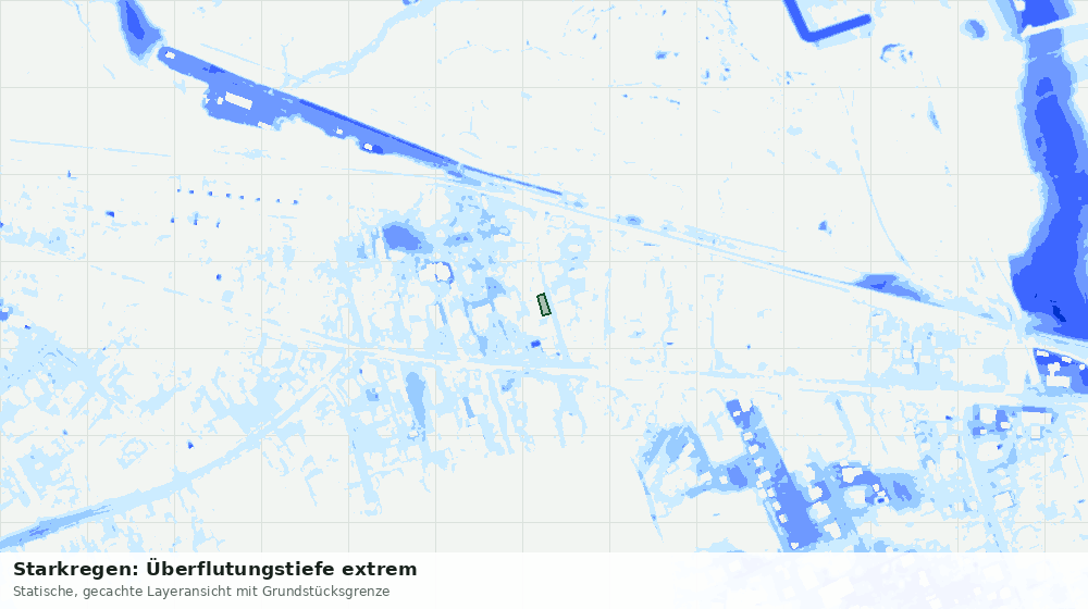 Statische Kartenansicht: Starkregen: Überflutungstiefe extrem