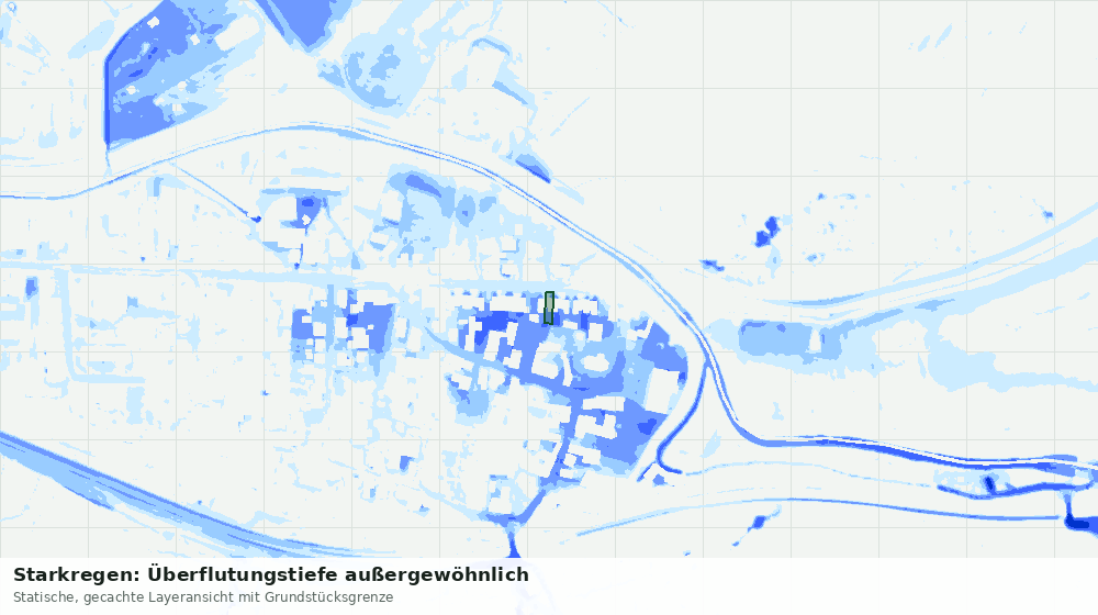 Statische Kartenansicht: Starkregen: Überflutungstiefe außergewöhnlich