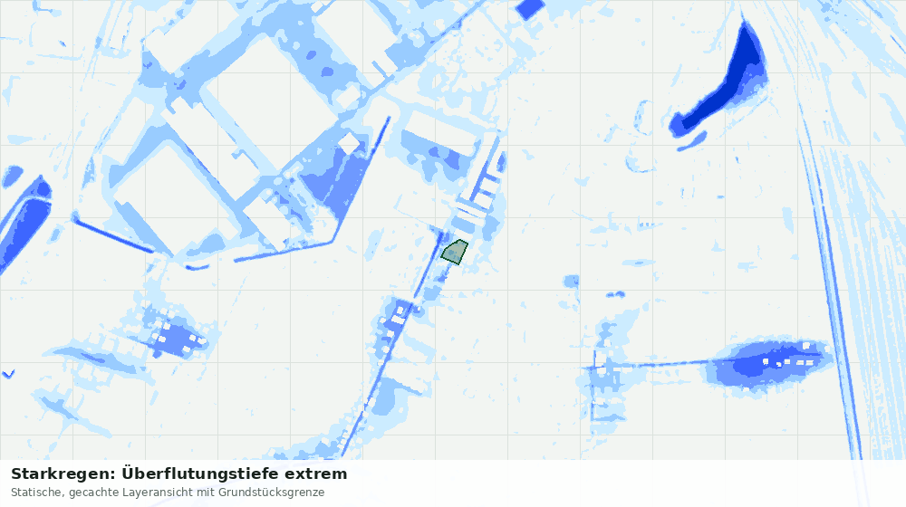 Statische Kartenansicht: Starkregen: Überflutungstiefe extrem