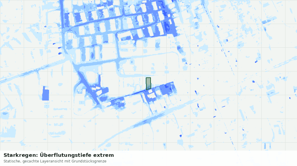 Statische Kartenansicht: Starkregen: Überflutungstiefe extrem
