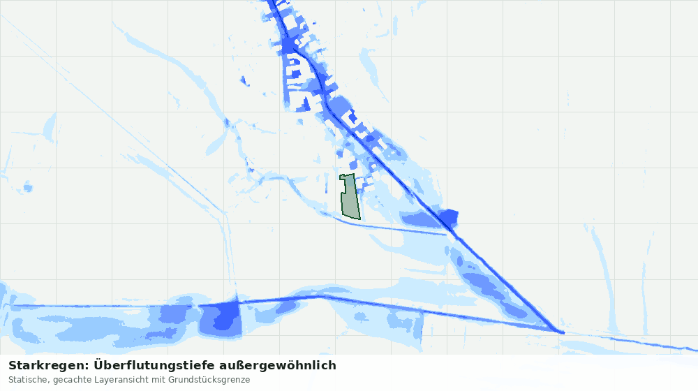 Statische Kartenansicht: Starkregen: Überflutungstiefe außergewöhnlich