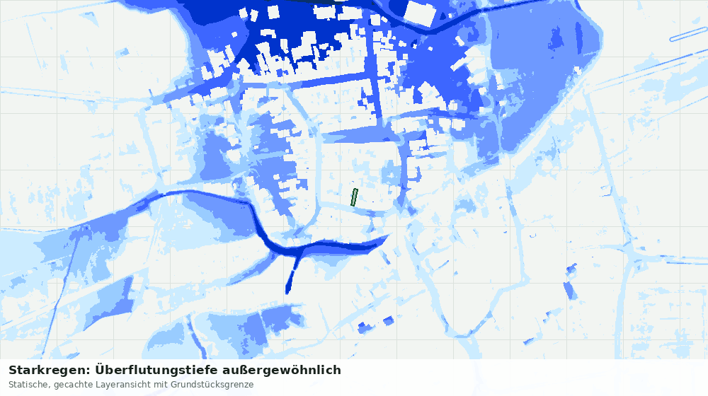 Statische Kartenansicht: Starkregen: Überflutungstiefe außergewöhnlich