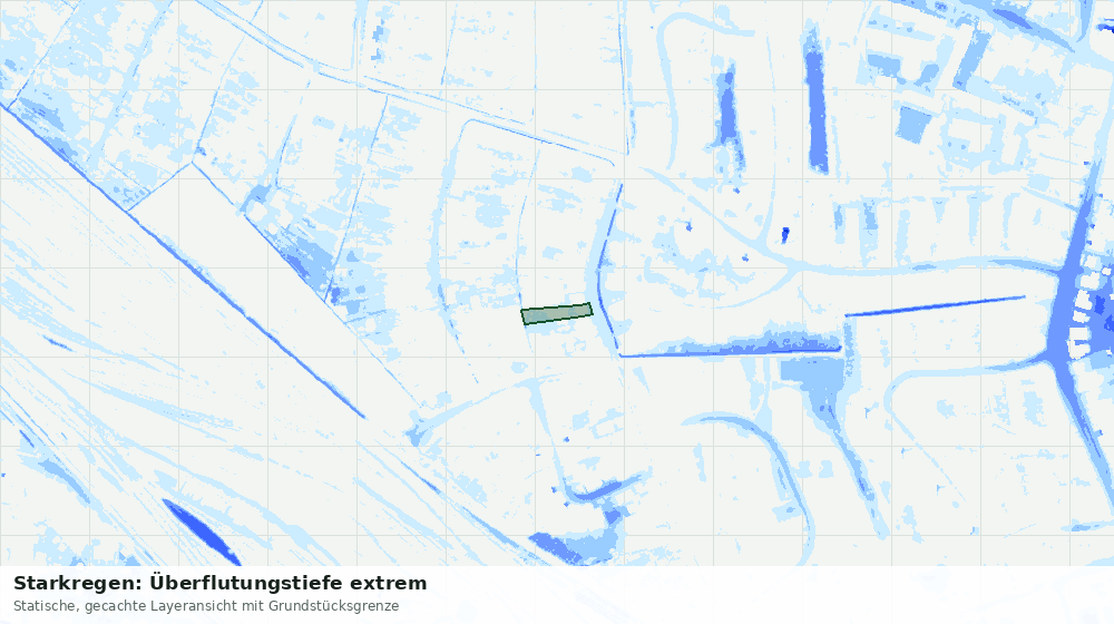 Statische Kartenansicht: Starkregen: Überflutungstiefe extrem
