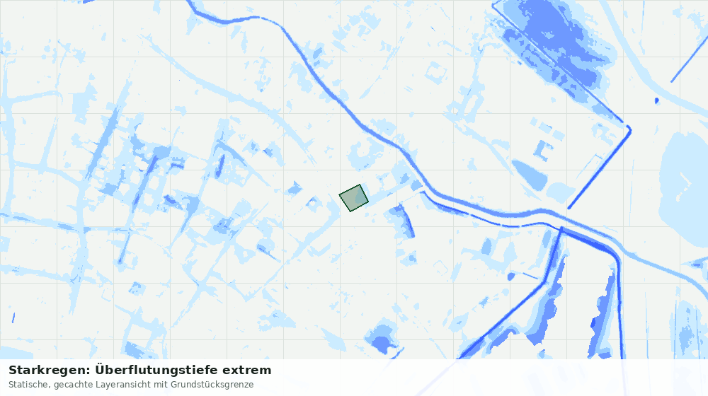Statische Kartenansicht: Starkregen: Überflutungstiefe extrem