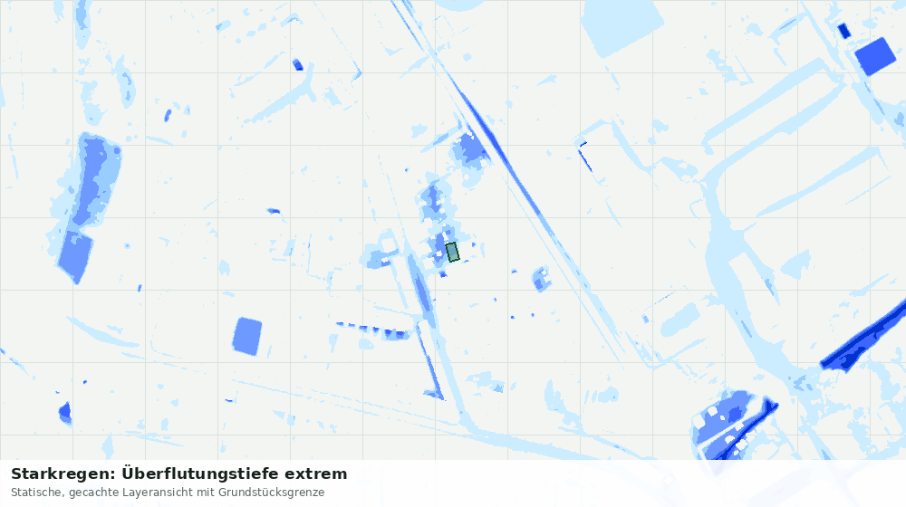 Statische Kartenansicht: Starkregen: Überflutungstiefe extrem
