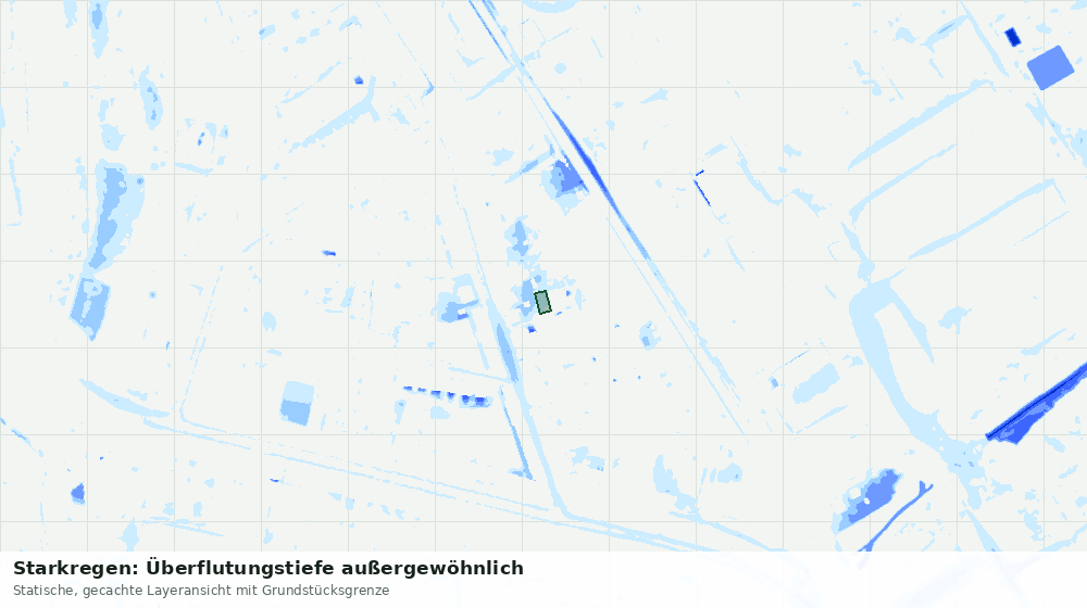 Statische Kartenansicht: Starkregen: Überflutungstiefe außergewöhnlich