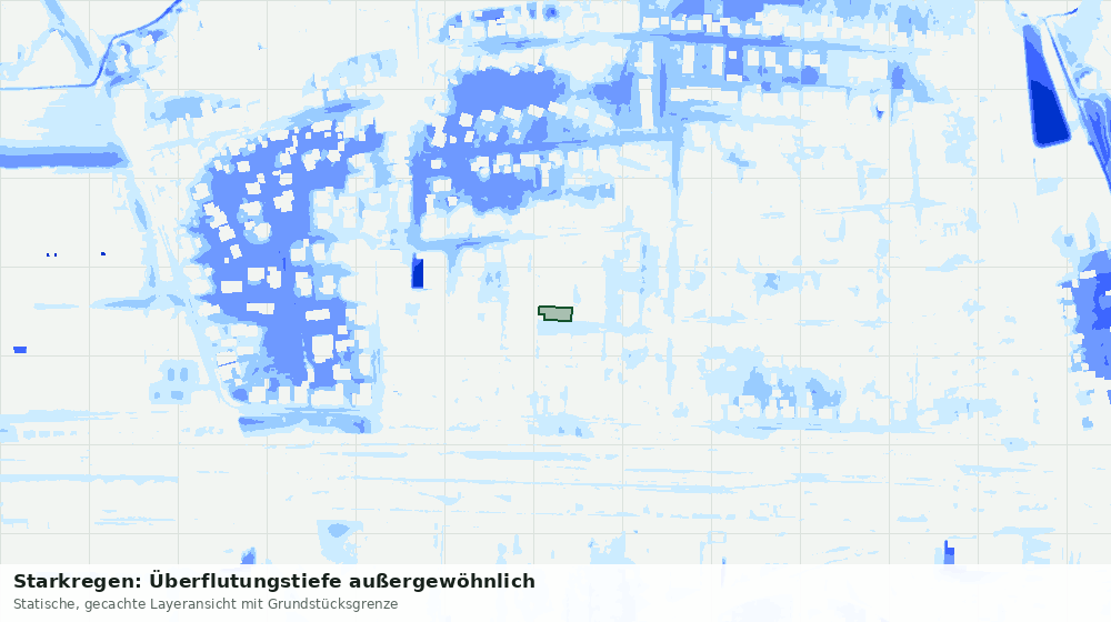 Statische Kartenansicht: Starkregen: Überflutungstiefe außergewöhnlich
