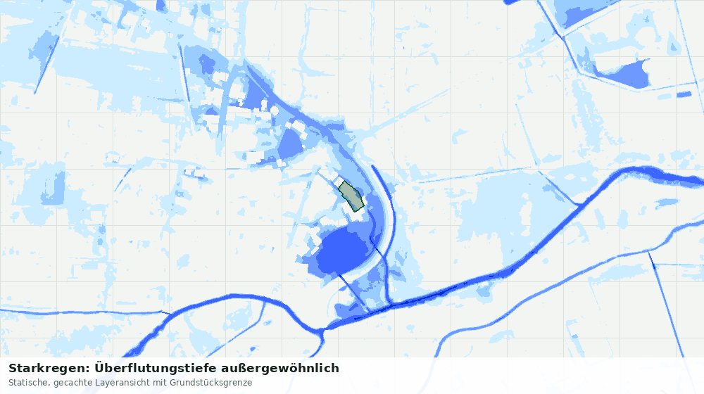 Statische Kartenansicht: Starkregen: Überflutungstiefe außergewöhnlich