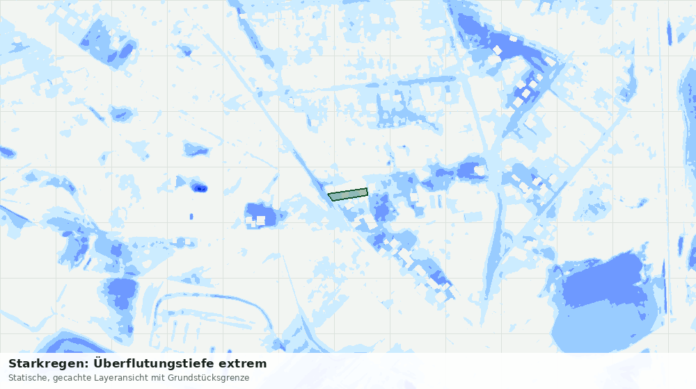 Statische Kartenansicht: Starkregen: Überflutungstiefe extrem