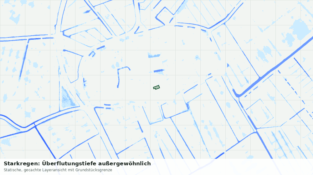 Statische Kartenansicht: Starkregen: Überflutungstiefe außergewöhnlich