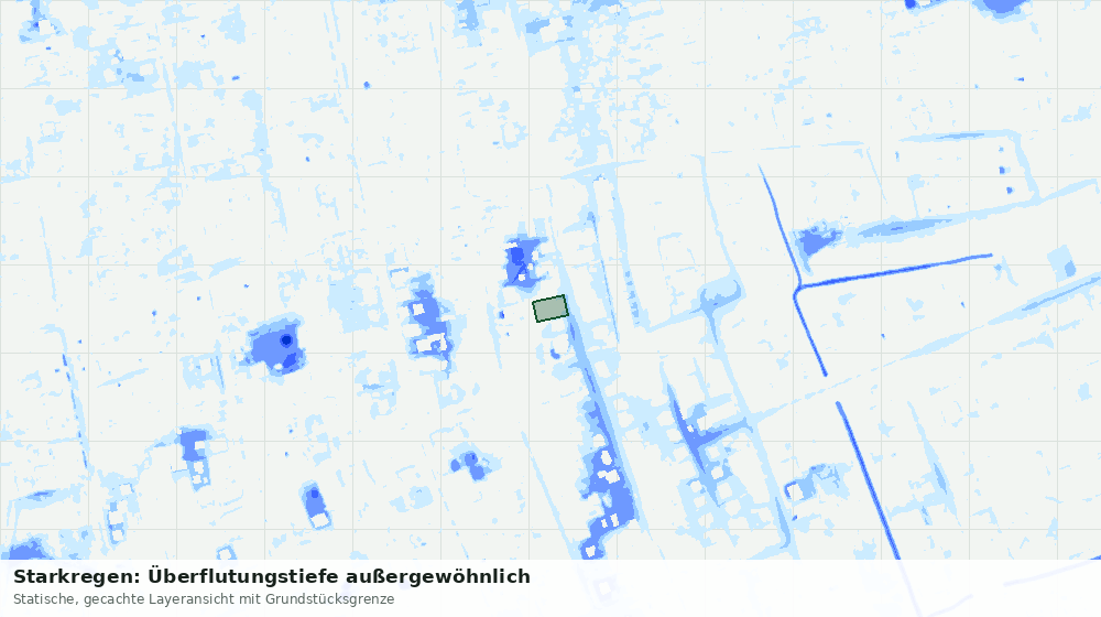 Statische Kartenansicht: Starkregen: Überflutungstiefe außergewöhnlich