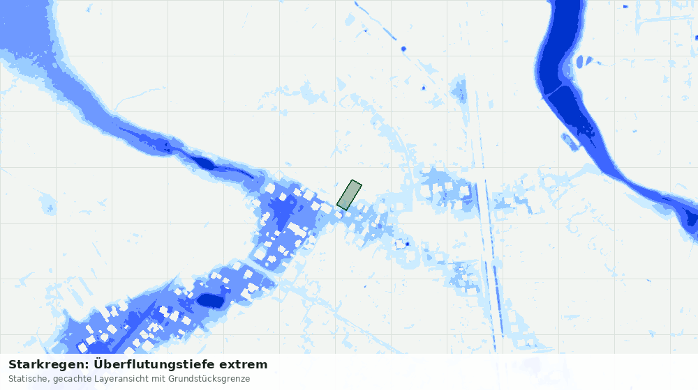 Statische Kartenansicht: Starkregen: Überflutungstiefe extrem