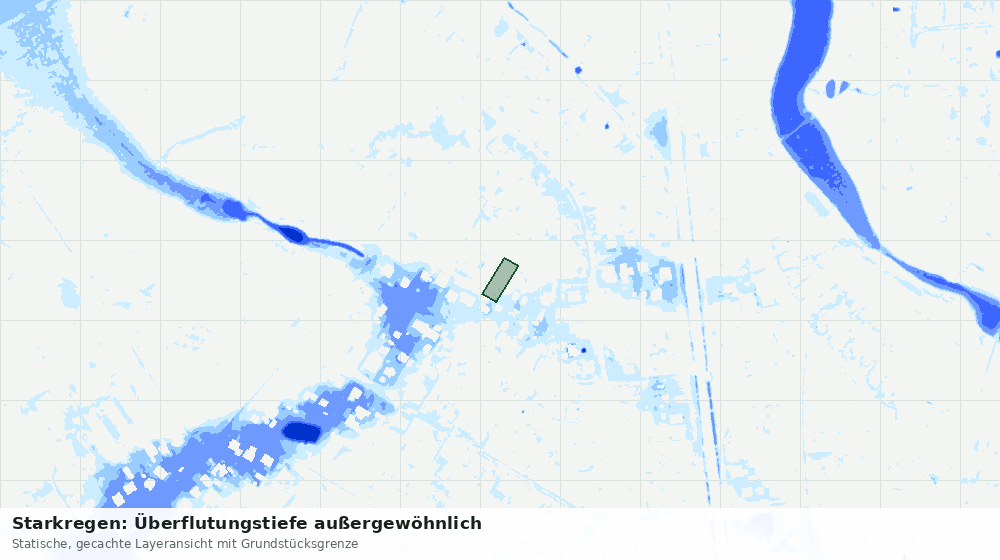 Statische Kartenansicht: Starkregen: Überflutungstiefe außergewöhnlich