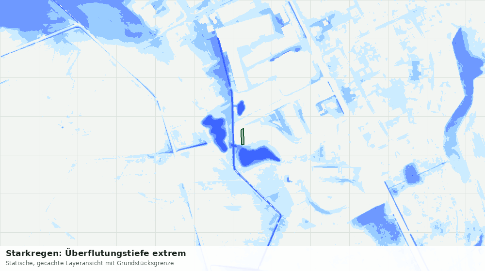Statische Kartenansicht: Starkregen: Überflutungstiefe extrem