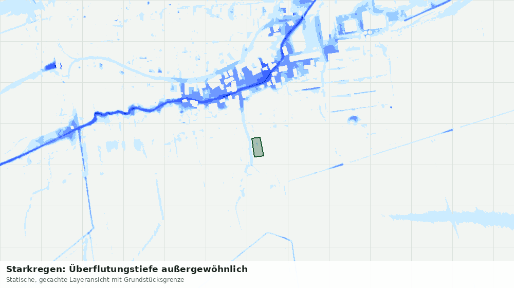 Statische Kartenansicht: Starkregen: Überflutungstiefe außergewöhnlich