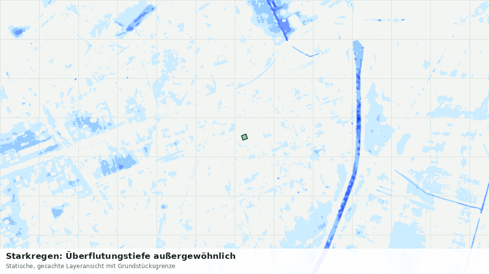 Statische Kartenansicht: Starkregen: Überflutungstiefe außergewöhnlich