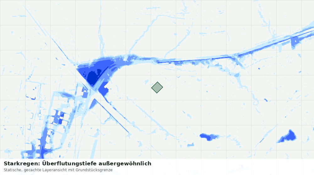 Statische Kartenansicht: Starkregen: Überflutungstiefe außergewöhnlich