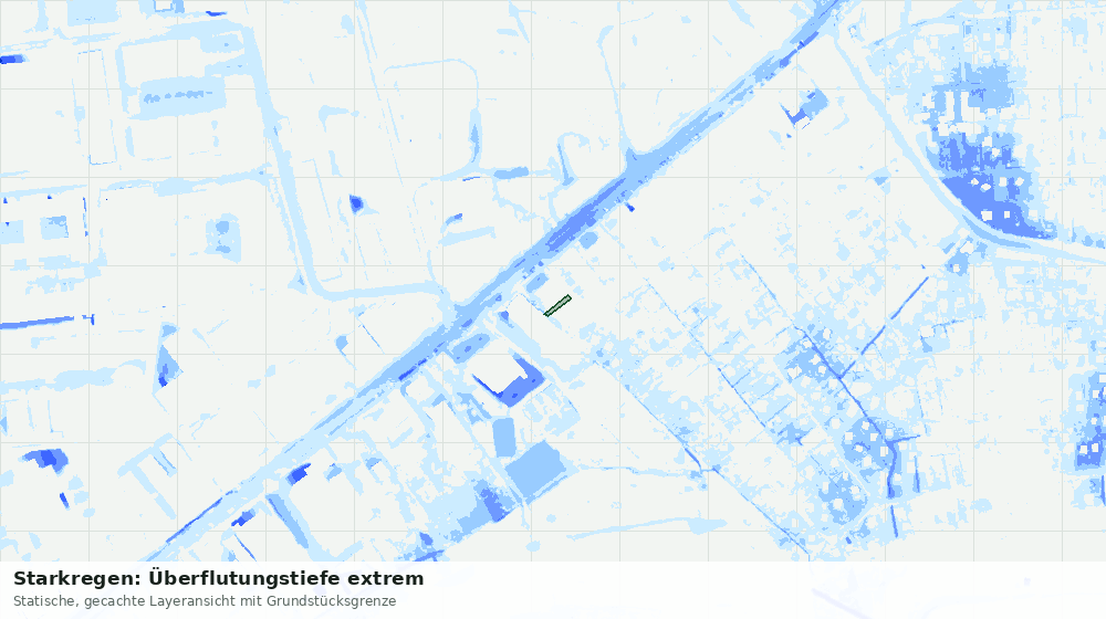 Statische Kartenansicht: Starkregen: Überflutungstiefe extrem