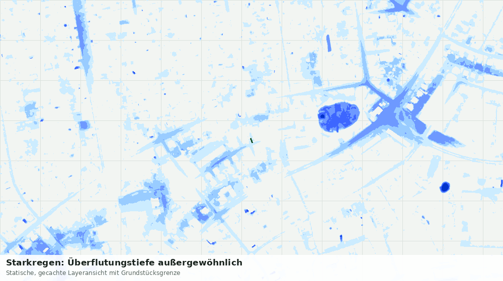 Statische Kartenansicht: Starkregen: Überflutungstiefe außergewöhnlich