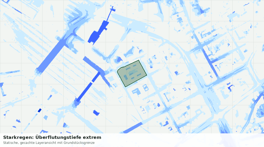 Statische Kartenansicht: Starkregen: Überflutungstiefe extrem