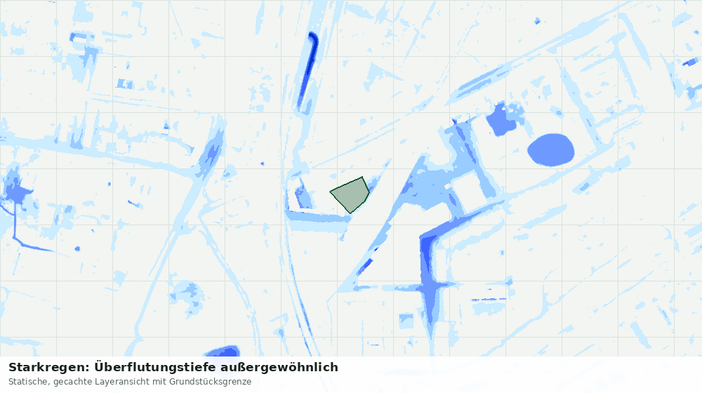 Statische Kartenansicht: Starkregen: Überflutungstiefe außergewöhnlich