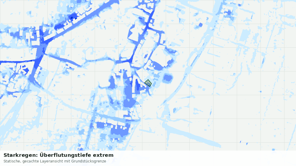 Statische Kartenansicht: Starkregen: Überflutungstiefe extrem