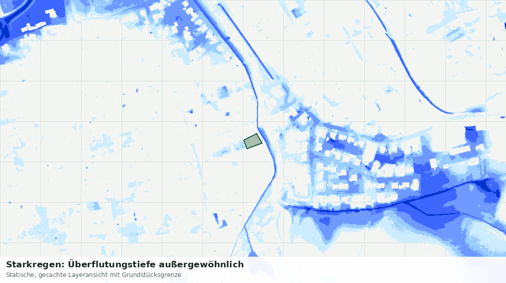 Statische Kartenansicht: Starkregen: Überflutungstiefe außergewöhnlich