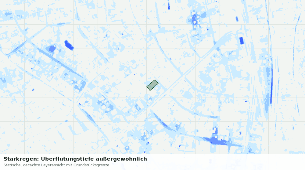 Statische Kartenansicht: Starkregen: Überflutungstiefe außergewöhnlich