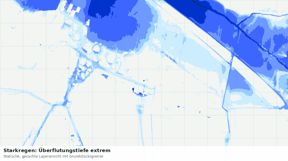 Statische Kartenansicht: Starkregen: Überflutungstiefe extrem