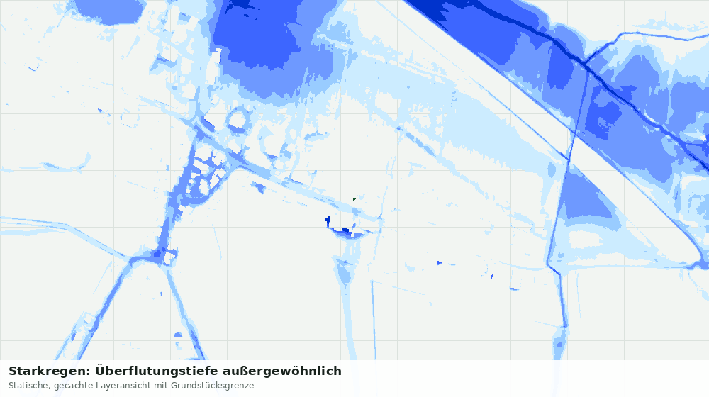 Statische Kartenansicht: Starkregen: Überflutungstiefe außergewöhnlich