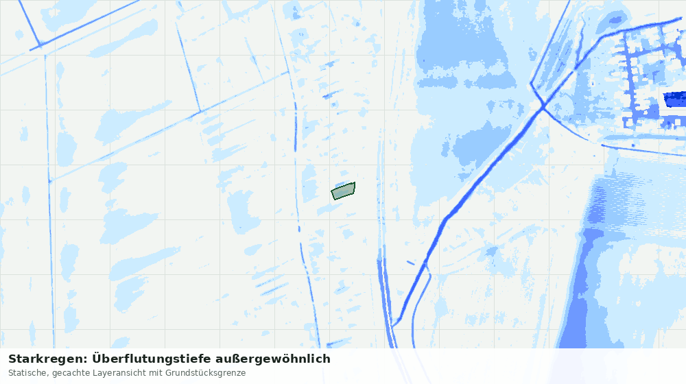 Statische Kartenansicht: Starkregen: Überflutungstiefe außergewöhnlich