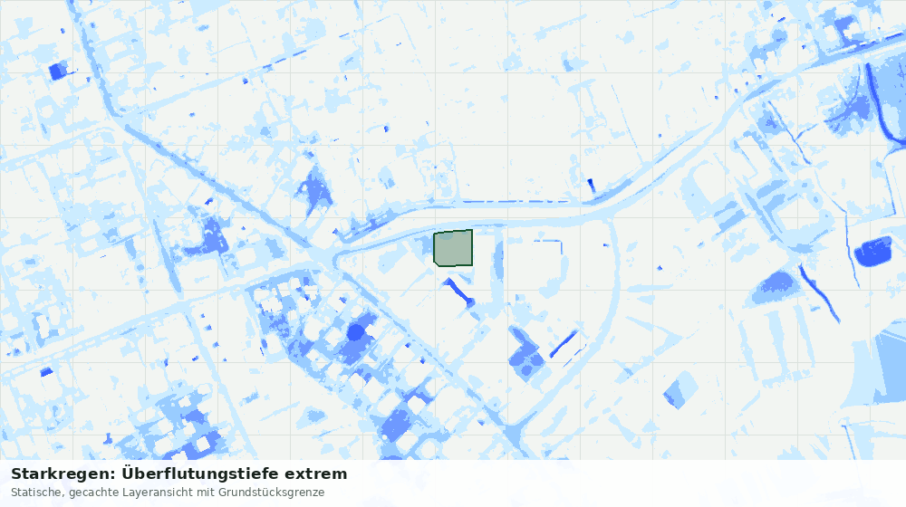 Statische Kartenansicht: Starkregen: Überflutungstiefe extrem
