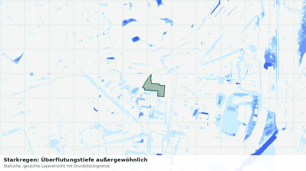 Statische Kartenansicht: Starkregen: Überflutungstiefe außergewöhnlich