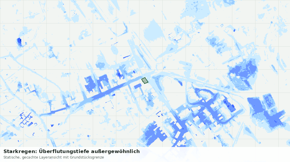 Statische Kartenansicht: Starkregen: Überflutungstiefe außergewöhnlich
