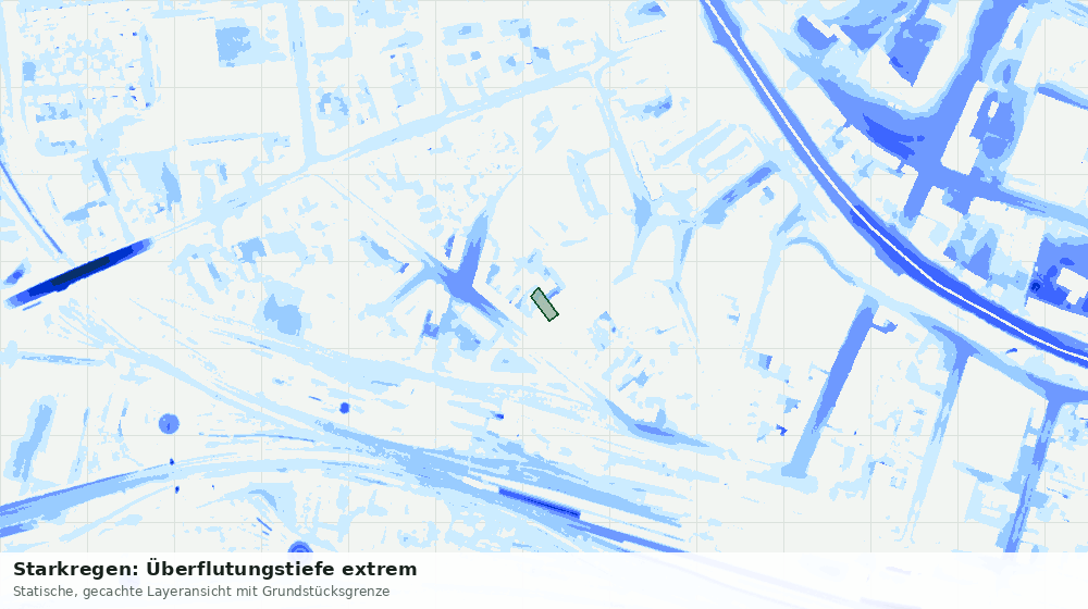 Statische Kartenansicht: Starkregen: Überflutungstiefe extrem