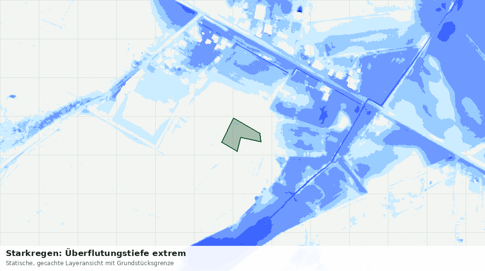 Statische Kartenansicht: Starkregen: Überflutungstiefe extrem