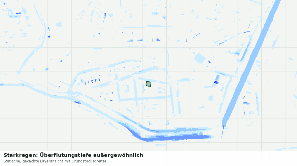 Statische Kartenansicht: Starkregen: Überflutungstiefe außergewöhnlich