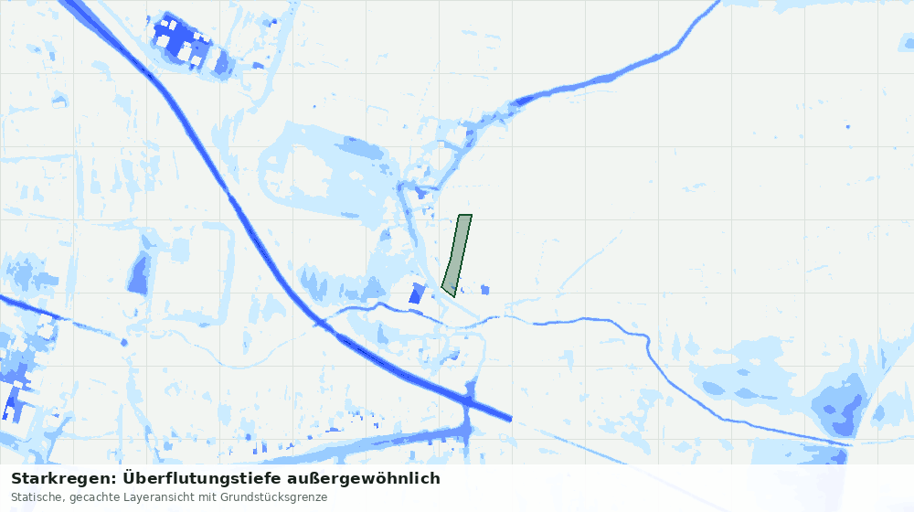 Statische Kartenansicht: Starkregen: Überflutungstiefe außergewöhnlich