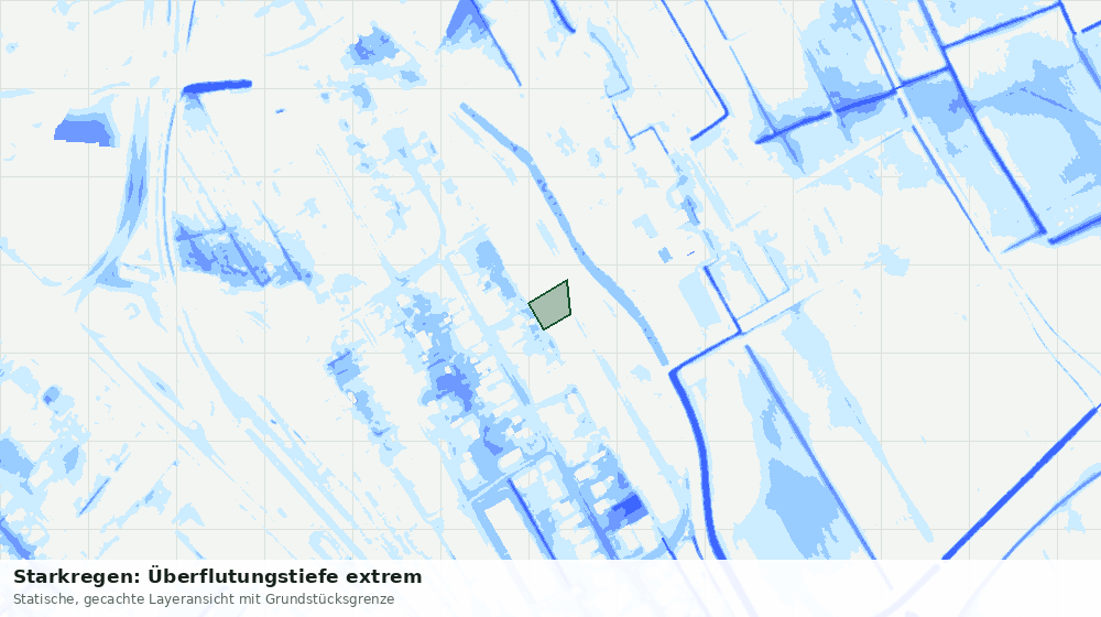 Statische Kartenansicht: Starkregen: Überflutungstiefe extrem