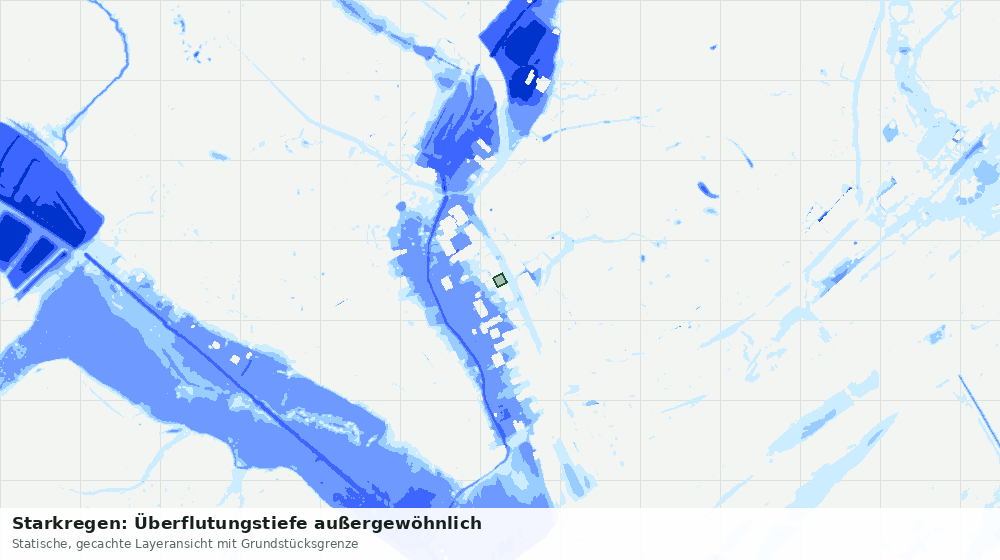 Statische Kartenansicht: Starkregen: Überflutungstiefe außergewöhnlich