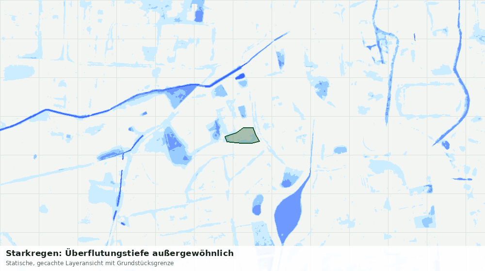 Statische Kartenansicht: Starkregen: Überflutungstiefe außergewöhnlich