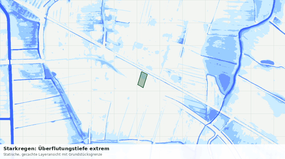 Statische Kartenansicht: Starkregen: Überflutungstiefe extrem