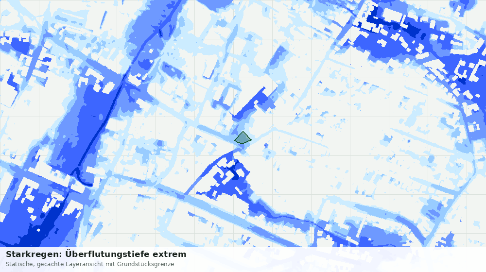 Statische Kartenansicht: Starkregen: Überflutungstiefe extrem