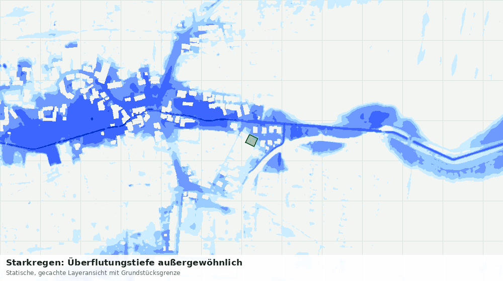 Statische Kartenansicht: Starkregen: Überflutungstiefe außergewöhnlich