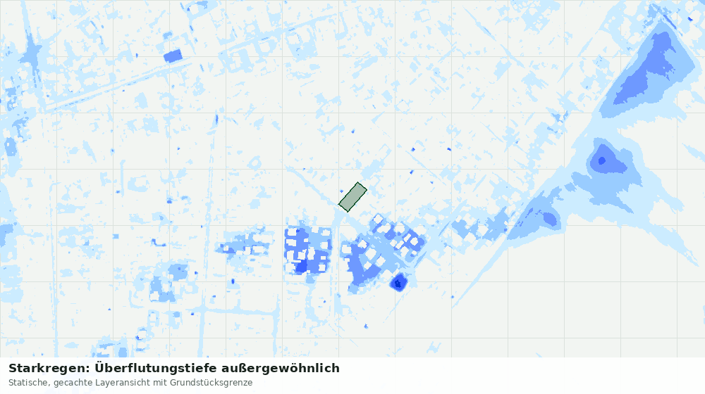 Statische Kartenansicht: Starkregen: Überflutungstiefe außergewöhnlich
