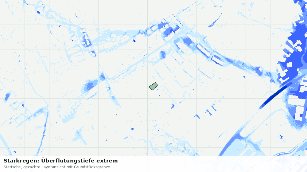 Statische Kartenansicht: Starkregen: Überflutungstiefe extrem