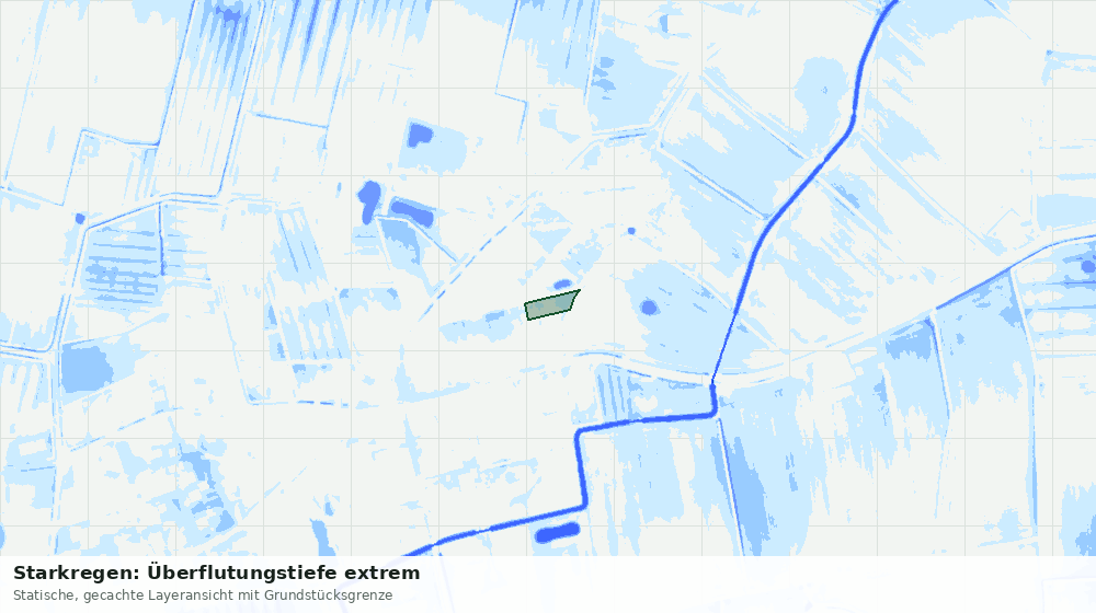 Statische Kartenansicht: Starkregen: Überflutungstiefe extrem