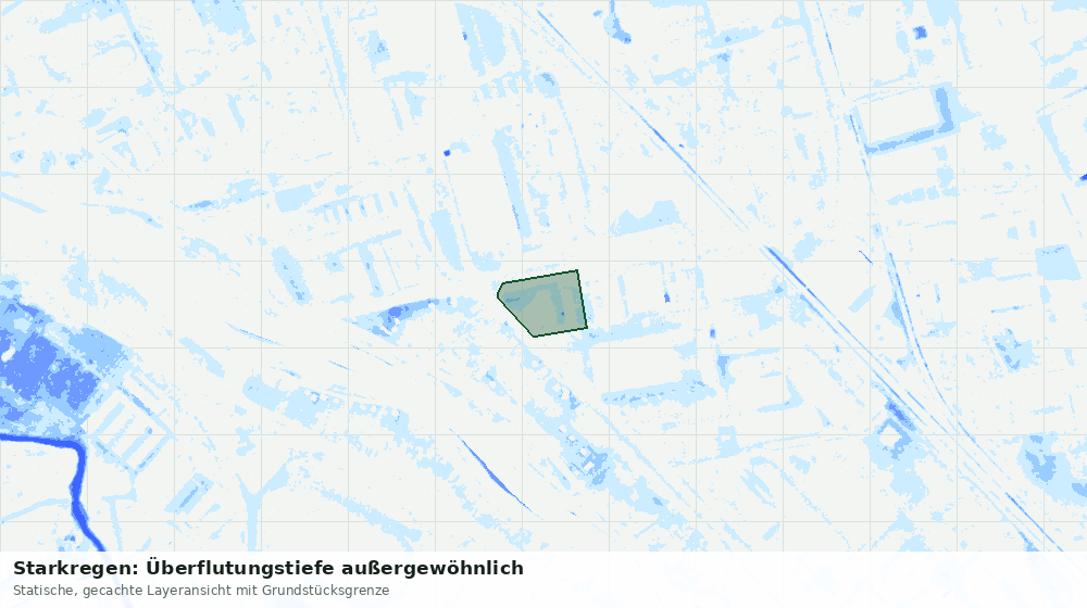 Statische Kartenansicht: Starkregen: Überflutungstiefe außergewöhnlich