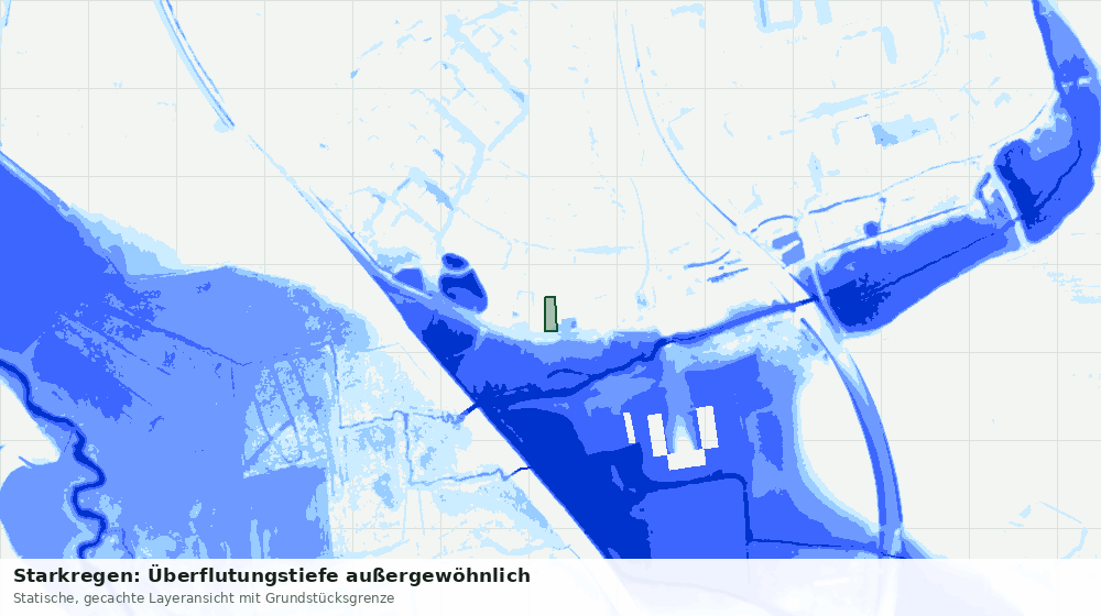 Statische Kartenansicht: Starkregen: Überflutungstiefe außergewöhnlich